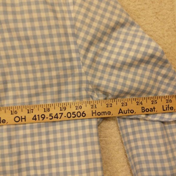 Brooks Brothers 346 dress shirt mens 16 2/3 blue white check slim fit button - Picture 6 of 8